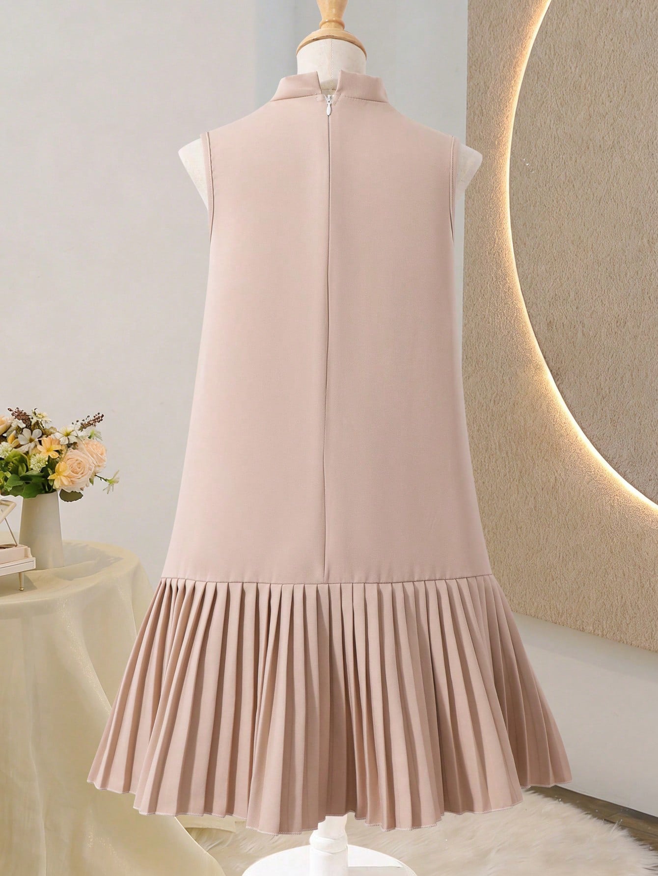 Children's Korean Style Clothing Sleeveless Flower Pleated Skirt Big Children's Dress