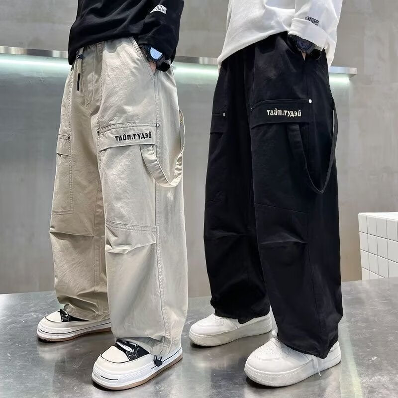 Children's Straight Casual Early Autumn Thin Medium Big Overalls Children's Pants