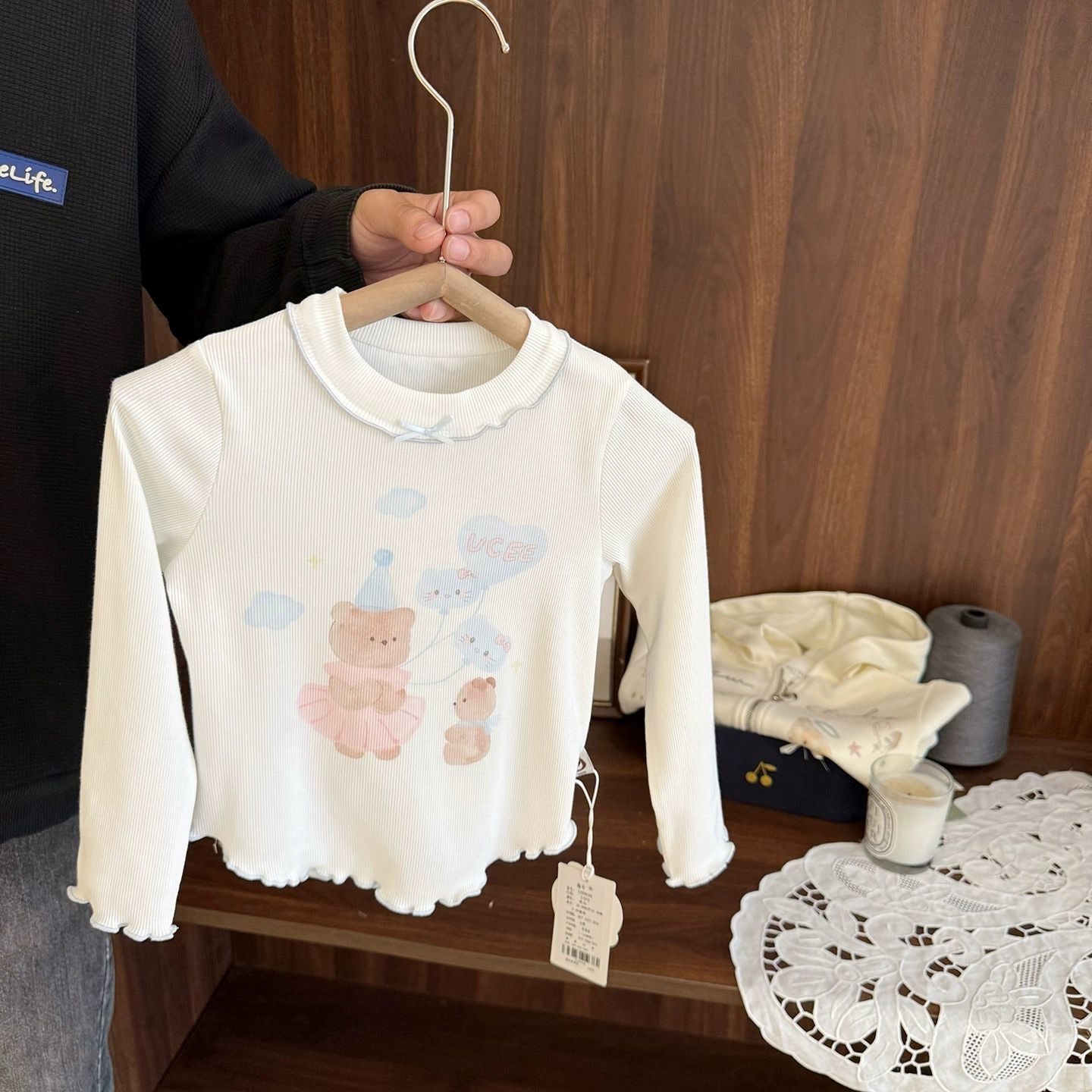 Style Cool Popular Korean Bow Cartoon Stringy Seedge Children's T-shirt