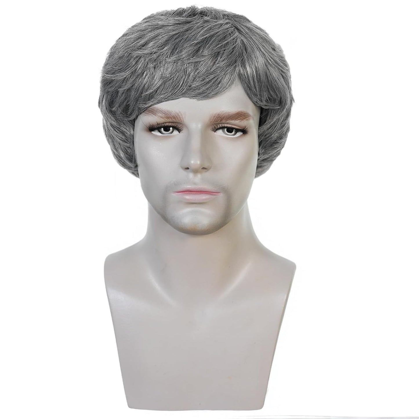 Men's Black Gray Split Short Daily Wear Men's Wig