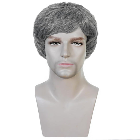 Men's Black Gray Split Short Daily Wear Men's Wig