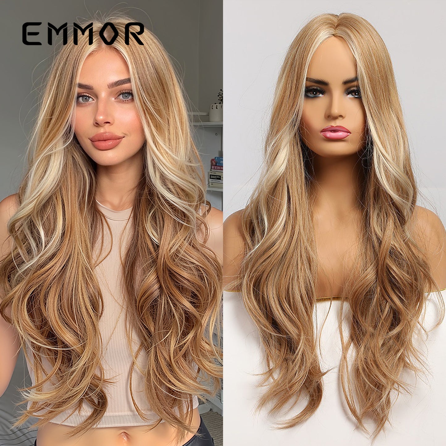 Highlight Mid-length Curly Hair Chemical Fiber Wig Long Curls