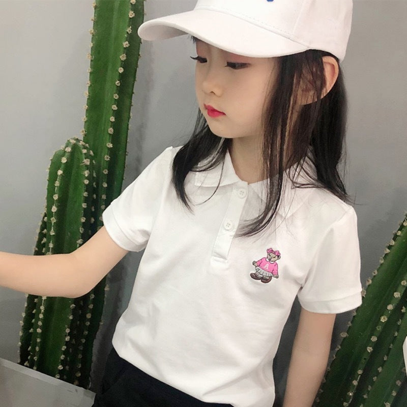 Children's Clothing Bear White Top Wear Sports Children's T-shirt