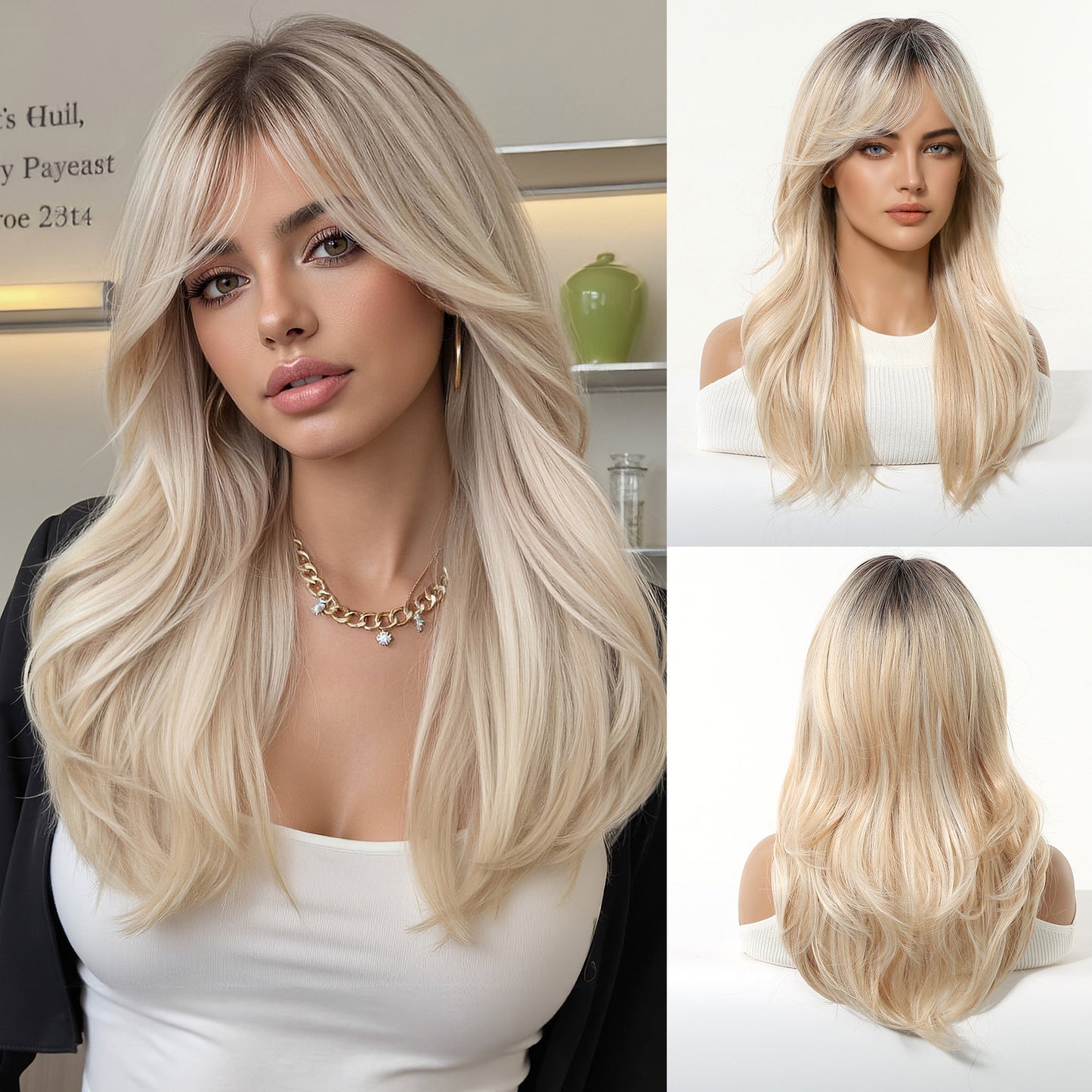 Bangs Curly Hair Atmosphere Idle Style Full Top Wig Long Curls
