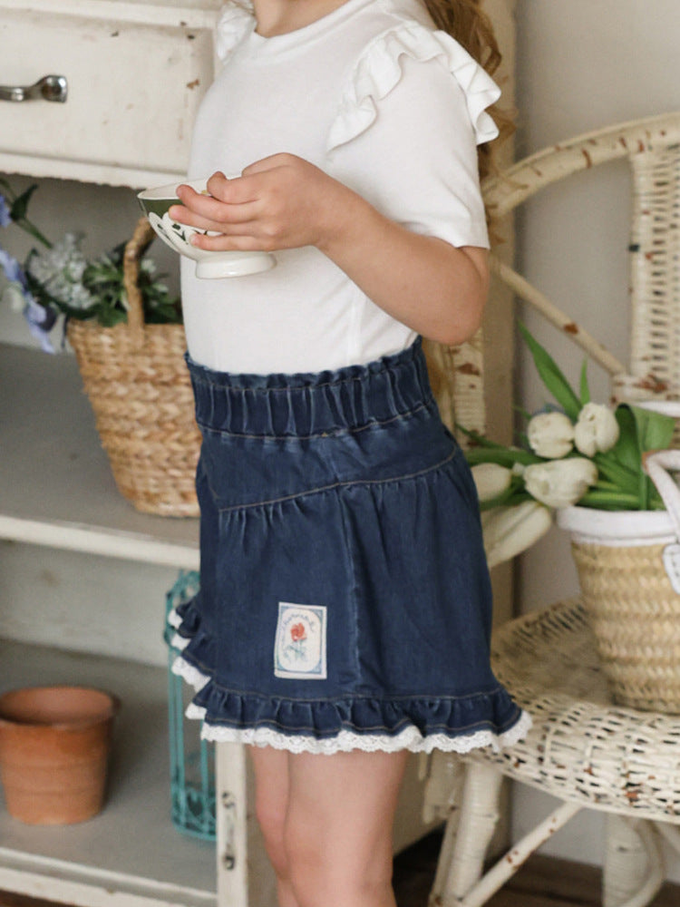 Strawberry Shan Western Style Lace Printing Children's Pants