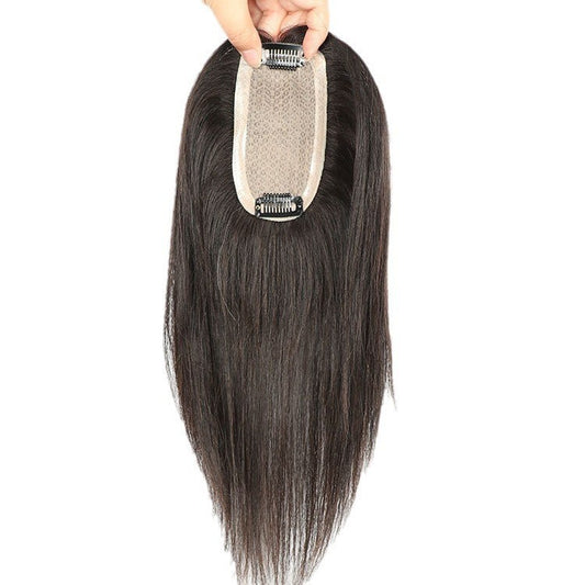 Women's Hand Woven Double Delivery Needle Hairpiece Lightweight Breathable Cover Gray Wig