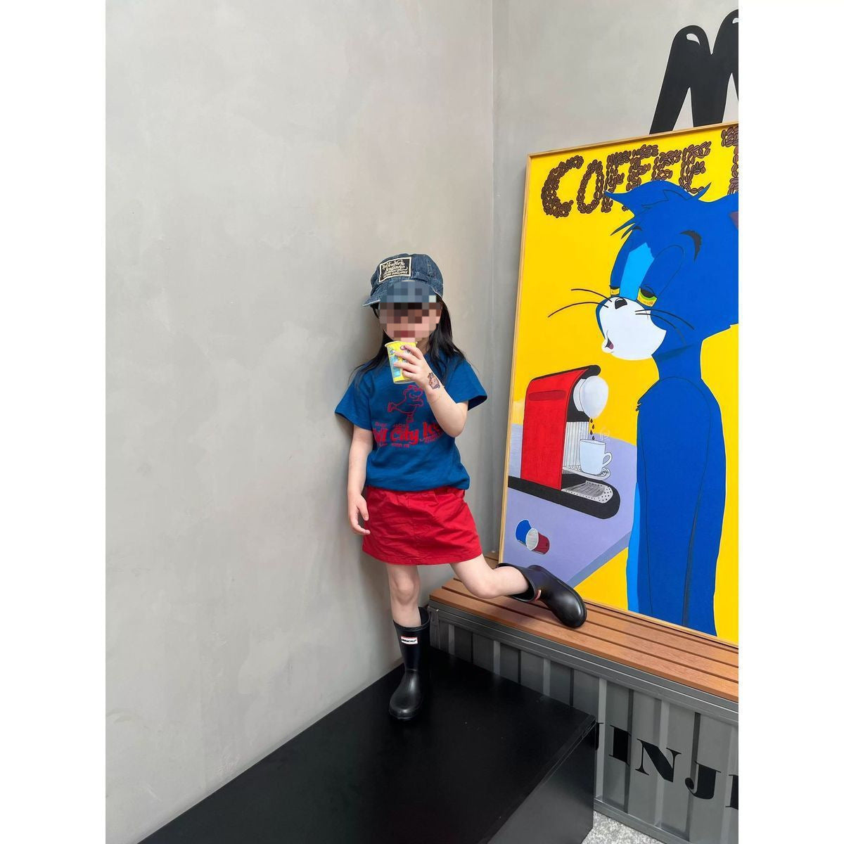 Summer Blue Cartoon Short Sleeve T-shirt Children's Suit