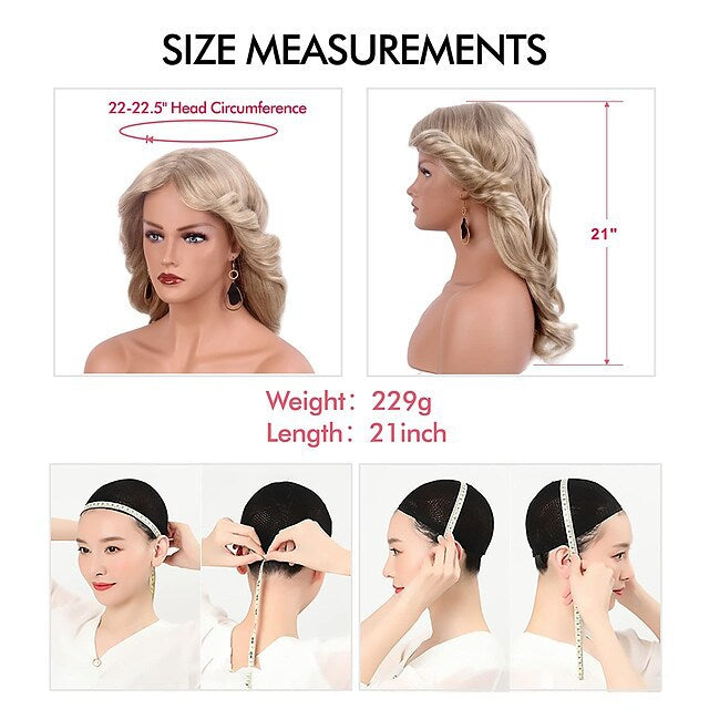 Women's Golden Big Wave Bangs Curly Hair Wig Long Curls