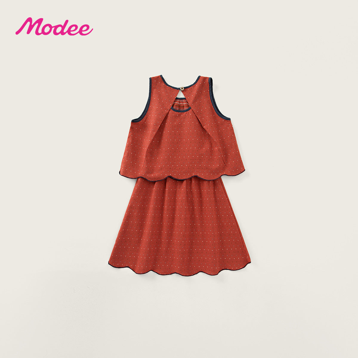 Red Jacquard Summer Korean Style Sleeveless Top Skirt Children's Suit