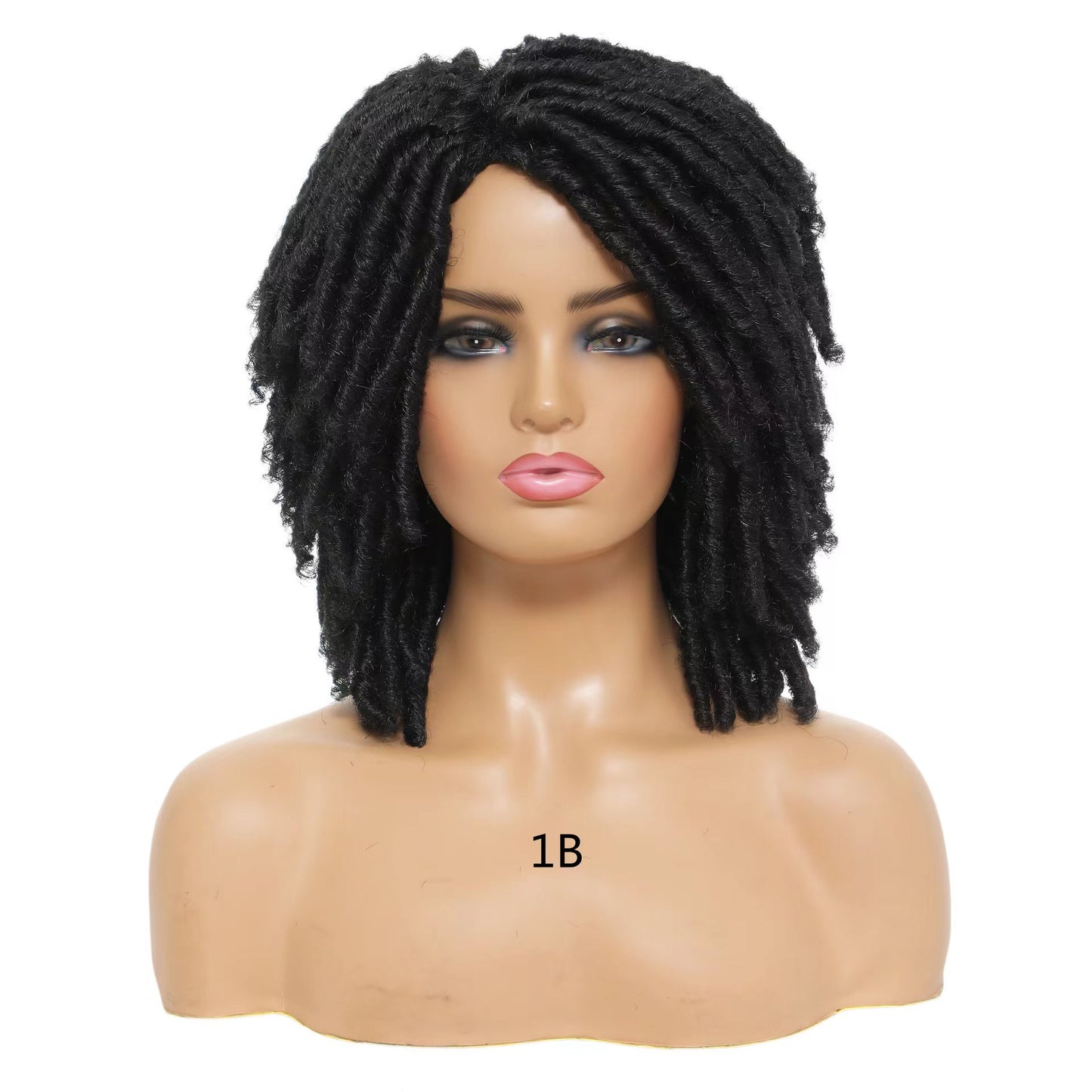 Fluffy Tube Curved Hollow Small Roll Dreadlocks Wig Short Straight Hair