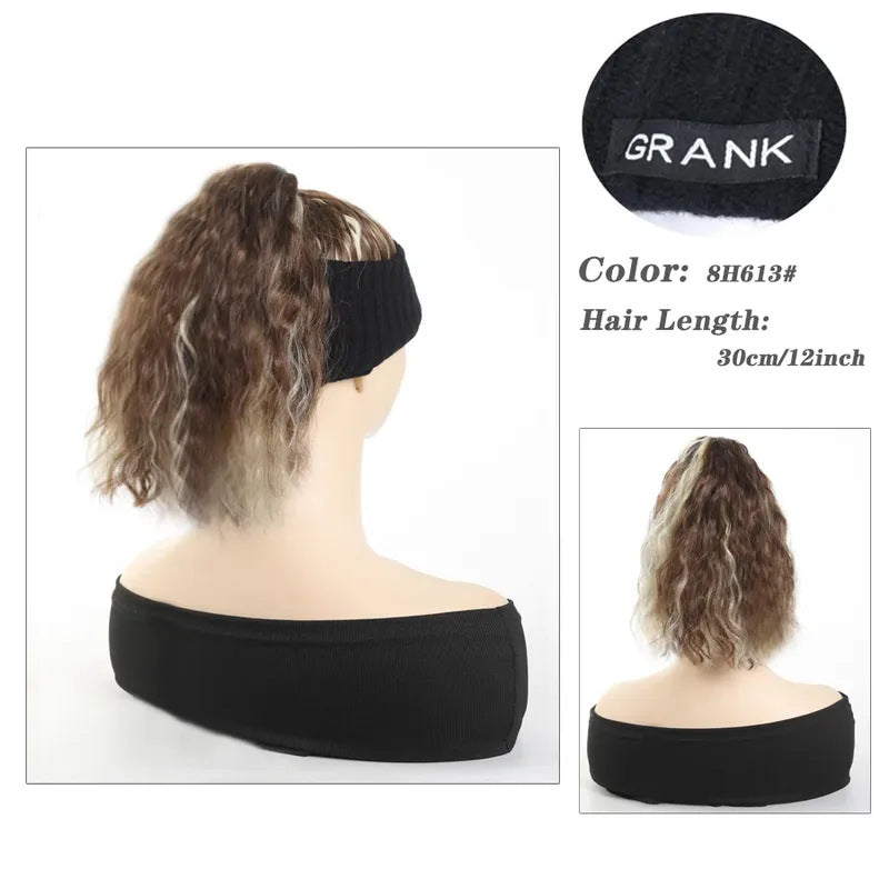 Women's Hat All-in-one Fashion Trendy Corrugated Curly Hair Air Top Wig Ponytail