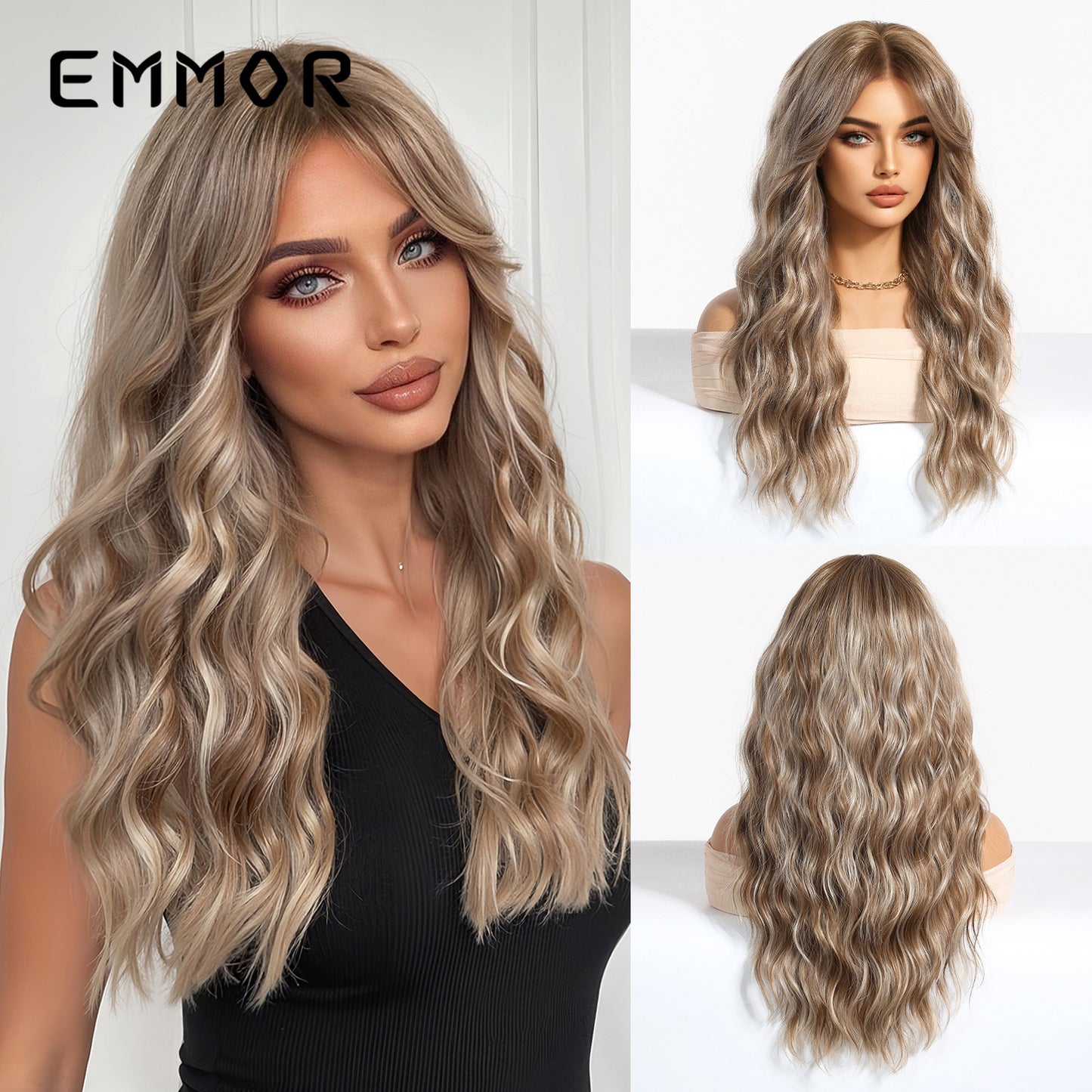 Small Bangs Black Curly Hair Natural Fashion Full Wig Long Curls