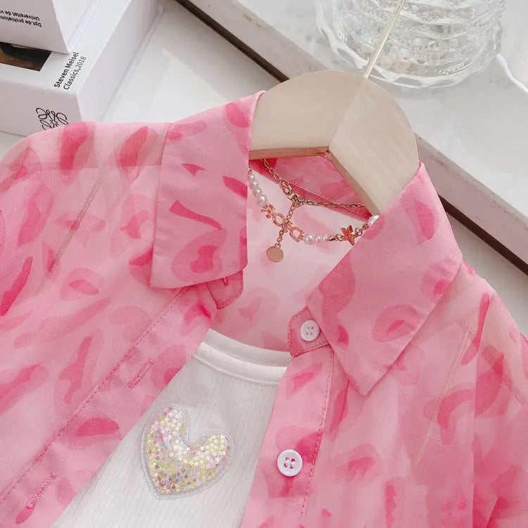 Children's Summer Set Chiffon Long Sleeve Shorts Sun Protection Clothing Children's Suit