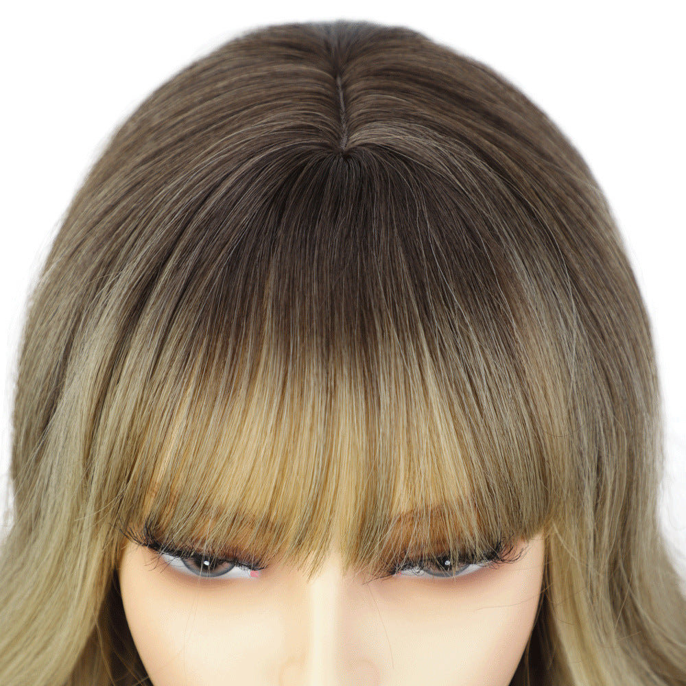 Gradient Color Curly Female Chemical Fiber Wig Long Curls