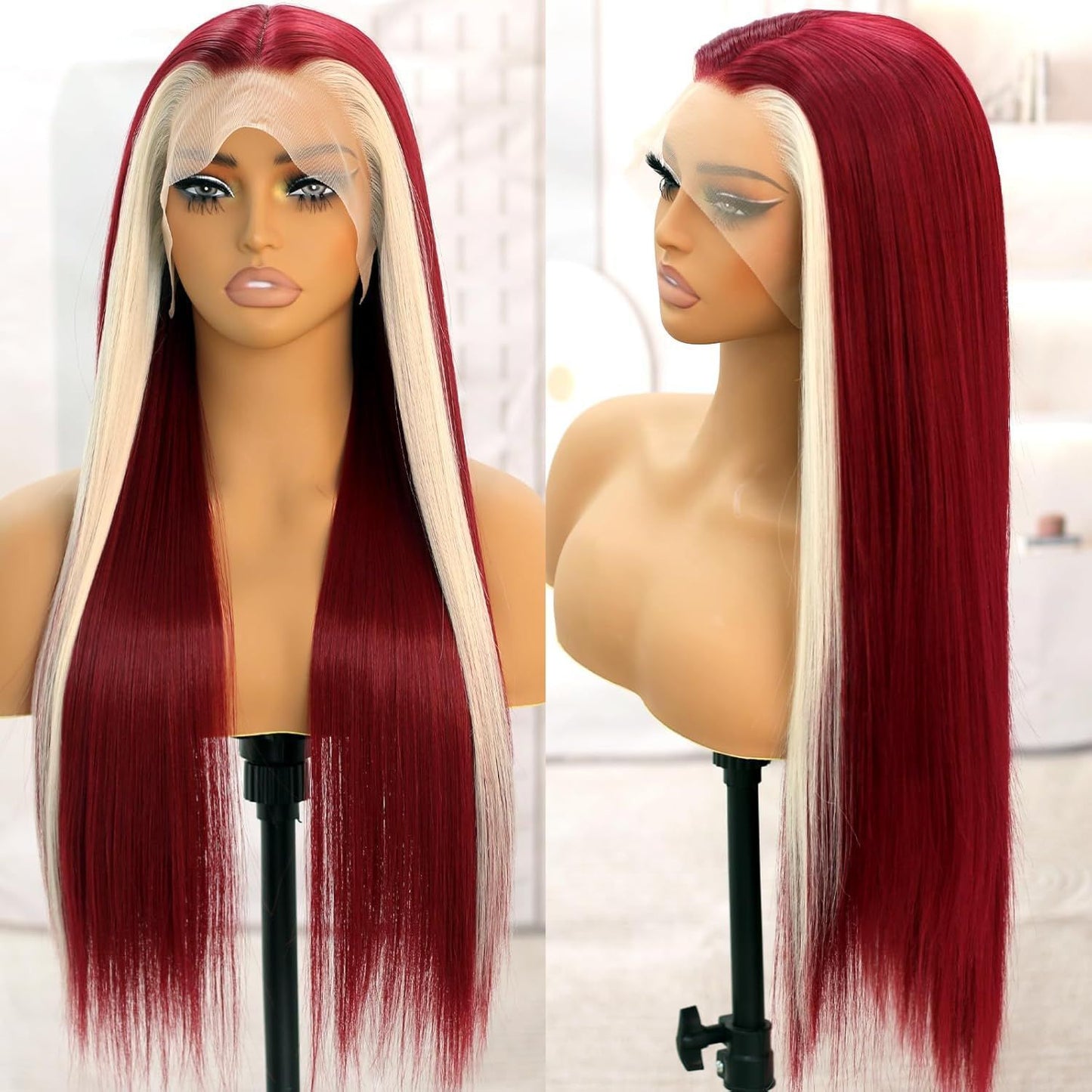 Style Front Lace Hair Chemical Fiber White Side Long Straight Wig