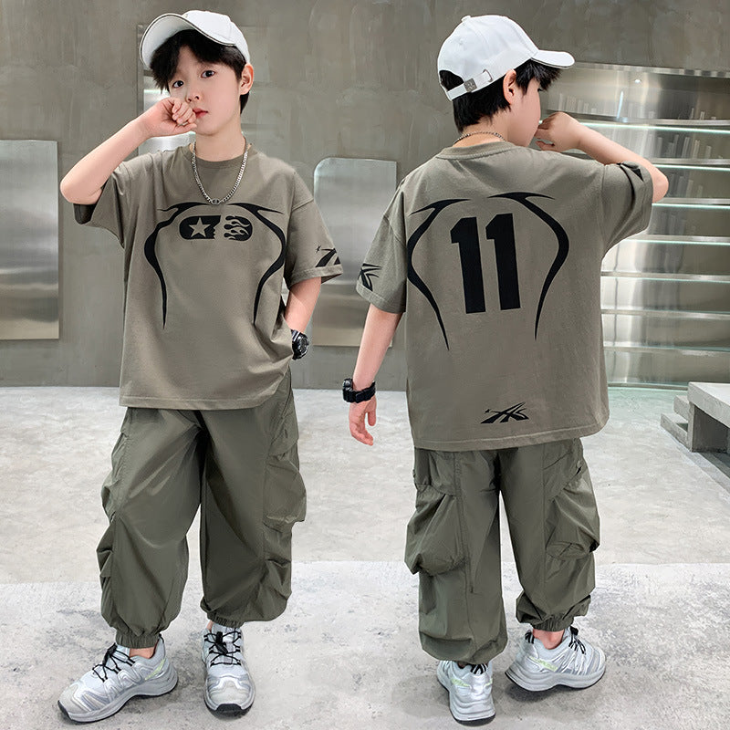Children's Boys Summer Short-sleeved Trousers Two-piece Older Western Style Children's Suit