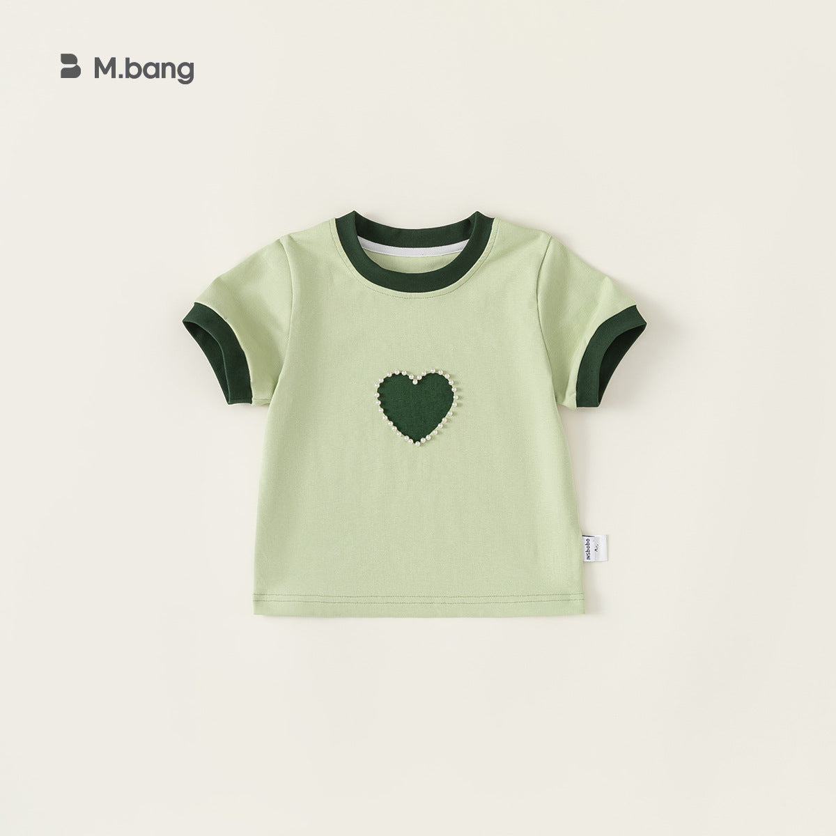 Children's Clothing Sweet Loving Heart Beaded Short-sleeved Children's T-shirt