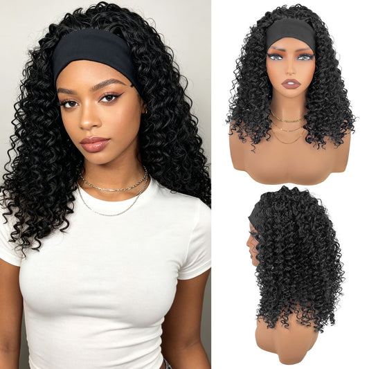 Silk Band Black Explosion Fluffy Wigs With Small Long Head Wig Short Curly Hair