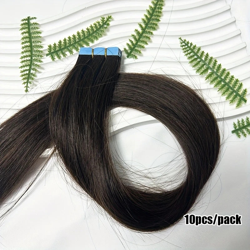 Comfortable Real Hair Seamless Extension Film Long Straight Wig
