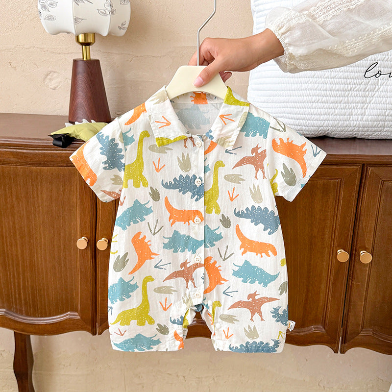 Boy Jumpsuit Short Sleeve Crawling Clothing Romper Jumpsuit, Climbing Suit