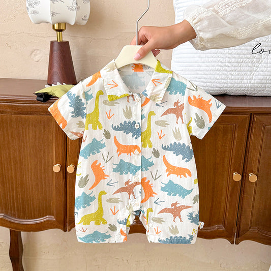 Boy Jumpsuit Short Sleeve Crawling Clothing Romper Jumpsuit, Climbing Suit