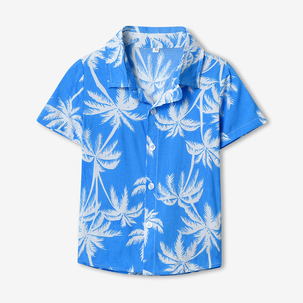 Children's Clothing Lapel Single Breasted Cute Flowers Cardigan Summer Casual Children's Shirt