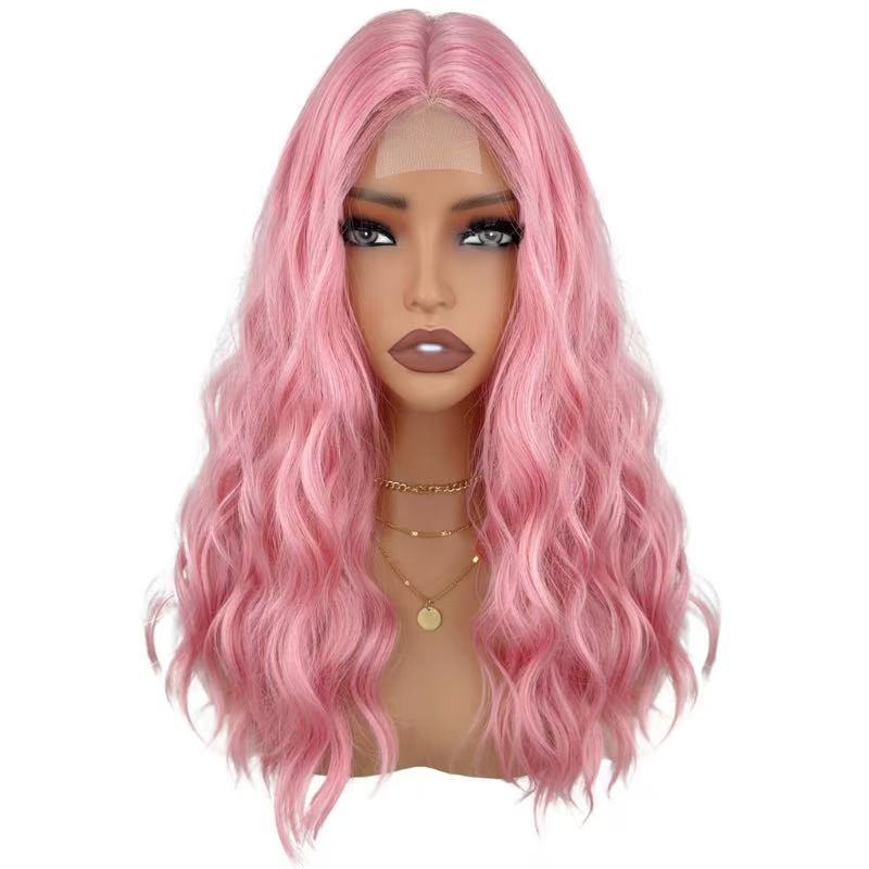 Women's Front Lace Curly Hair Mid-length Fiber Wig Long Curls