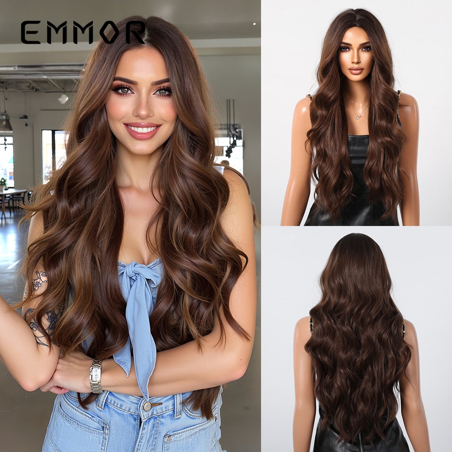 Women's Curly Hair Medium Large Wave Natural Chemical Wig Long Curls