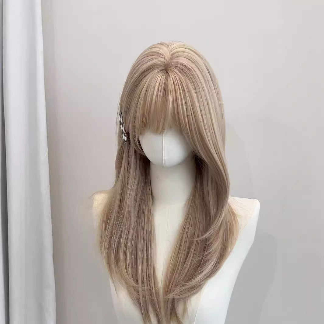 Natural Hair Air Bangs Artificial Female Long Straight Wig