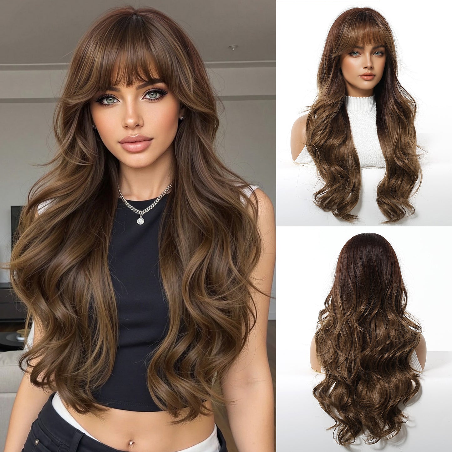 White Gold Color Barbie Wind Big Wave Curly Hair Fluffy Wig Long Curls