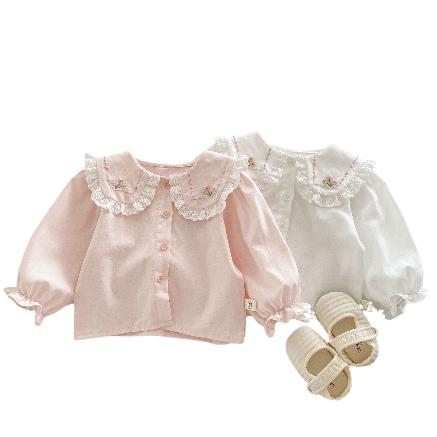 Children's Korean Style Small Left Right Lace Collar Fashionable Spring Children's Shirt