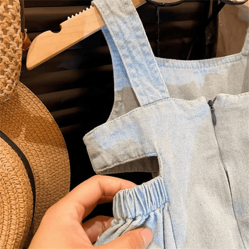 Korean Style Summer Strap Clothing Skirt Fashionable Denim Children's Dress