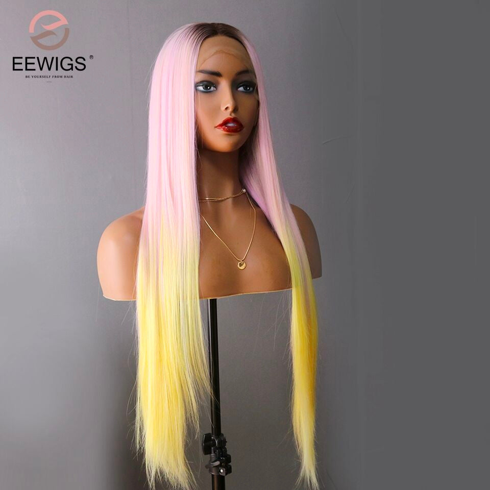 Clearance Sample Fiber Chemical Front Lace Long Straight Wig
