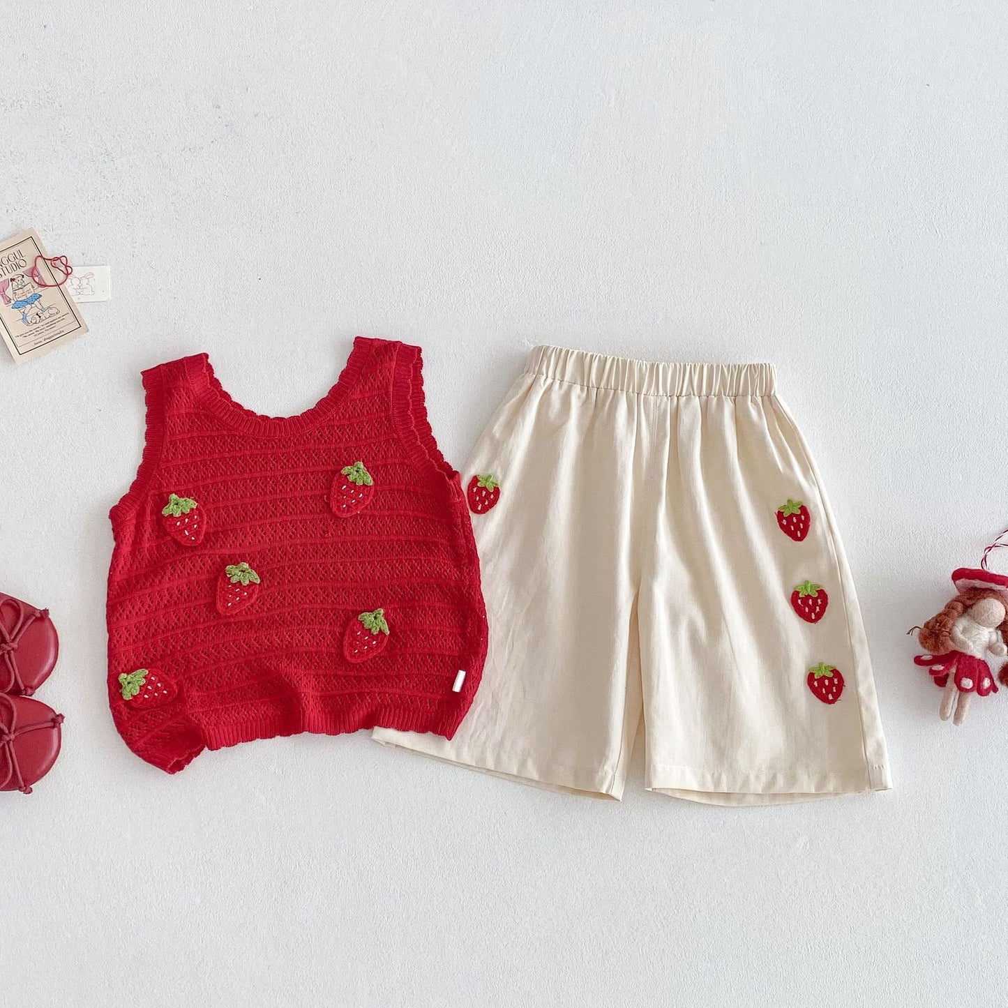 Children's Vest Summer Cute Patch Strawberry Korean Casual Children's T-shirt