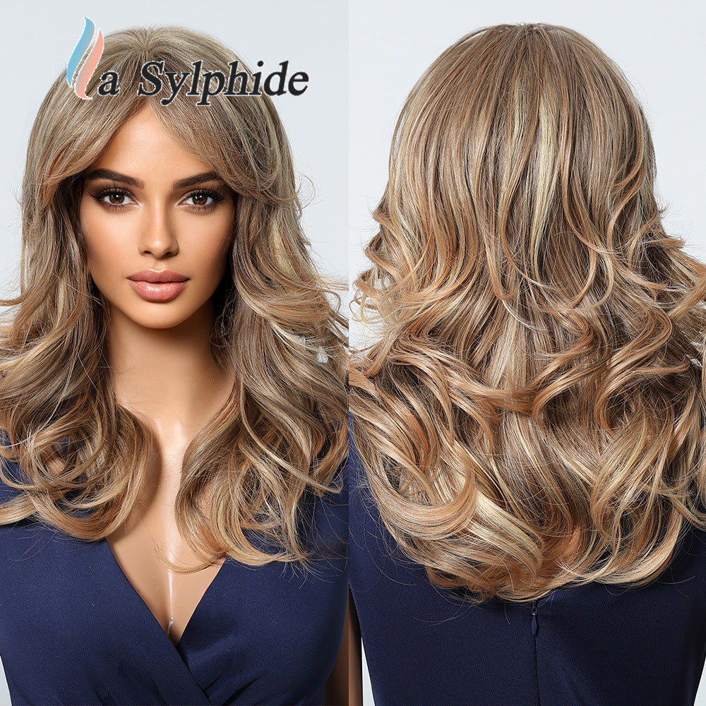 Resistant Golden Overseas Warehouse Curly Hair Bangs Wig Long Curls