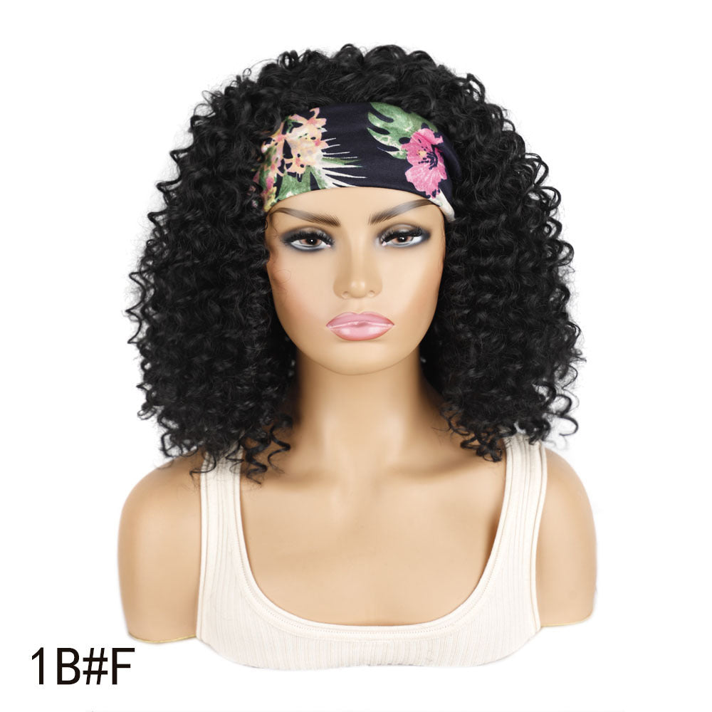 Graceful Ice Silk Band Headband Sheath Wig Short Curly Hair