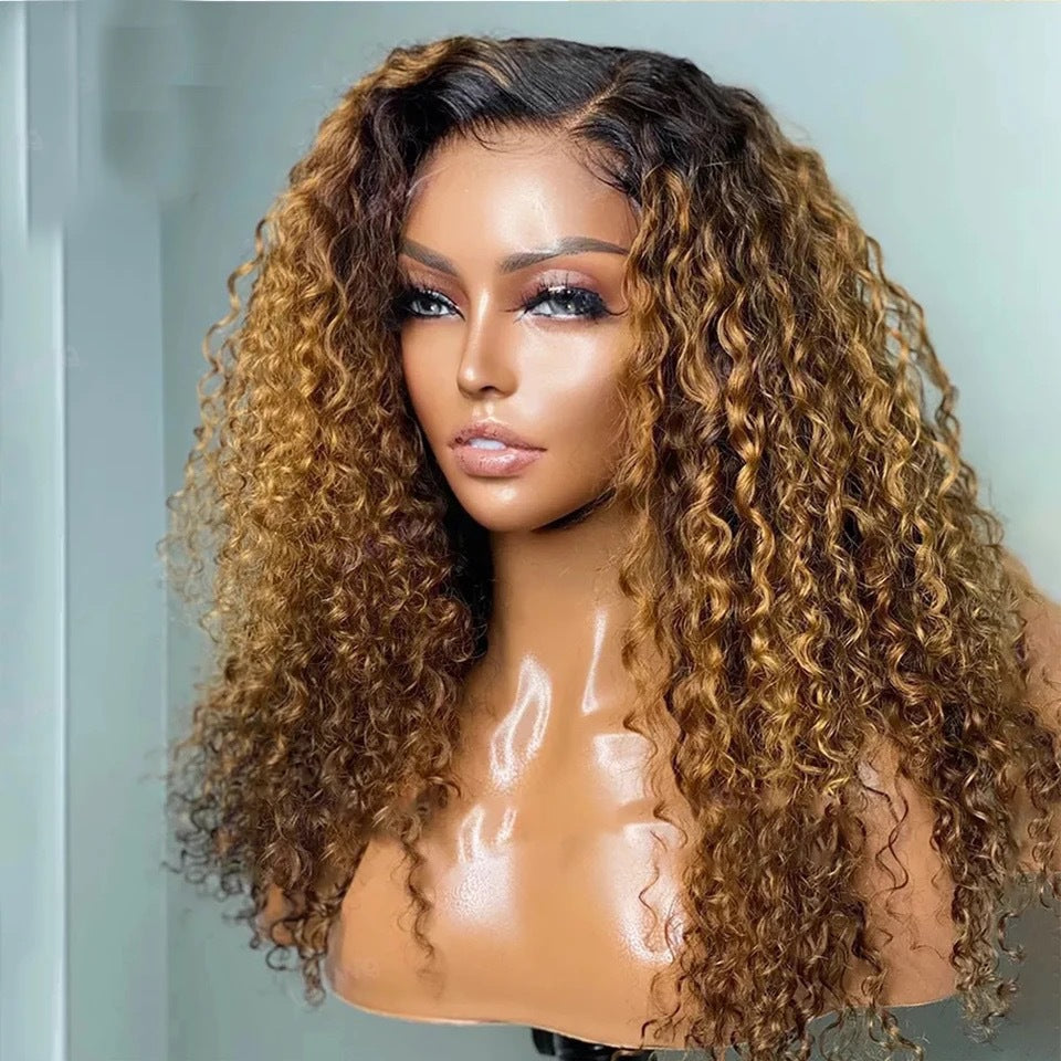 Women's Front Lace Mid-length Curly Hair Big Wave Natural Long Straight Wig