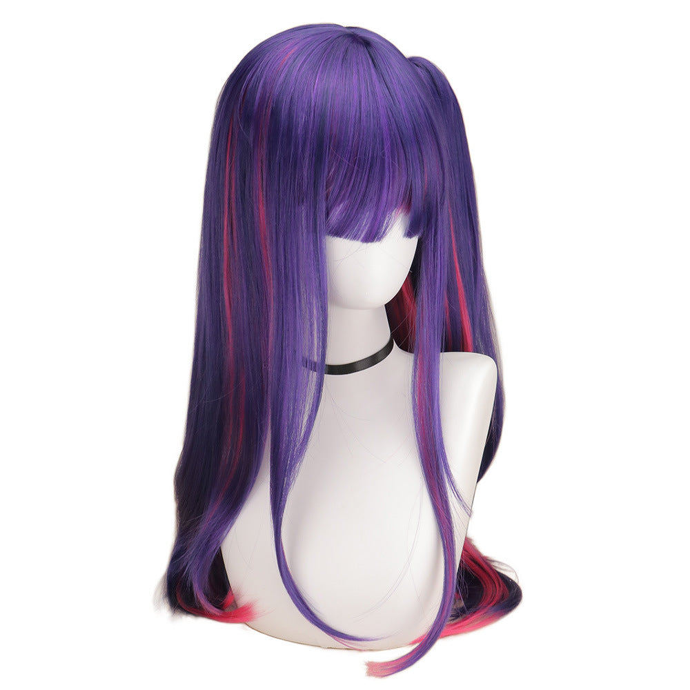 Love Simulation Scalp Top Highlight Special Blue Purple Long Cos Wig