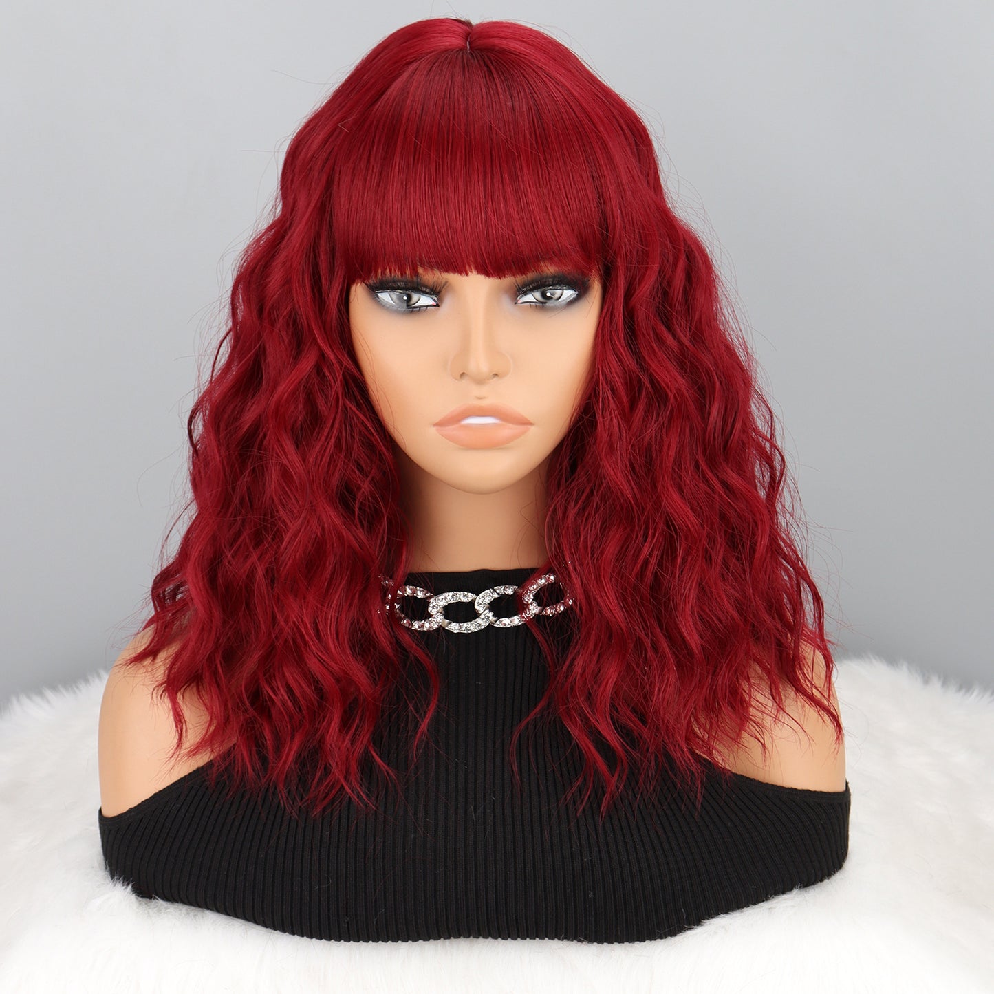 Water Ripple Black Gradient Golden Full Top Chemical Fiber Wig Short Curly Hair