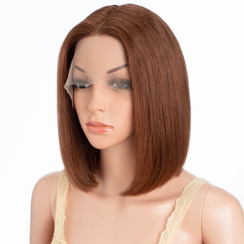 Durable Straight Bob Brazilian Human Brown Real Hair Wig