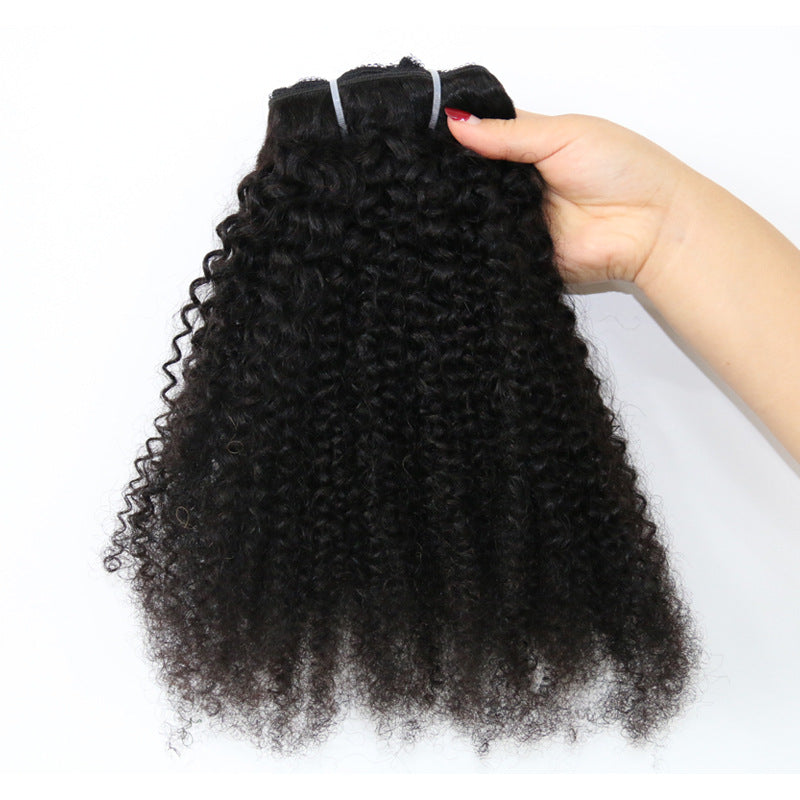 Hairpiece Clip Extension African Qu Afro Small Curly Real Hair Wig