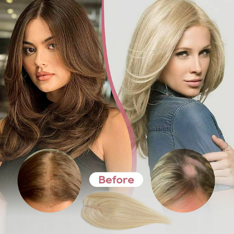Hair Replacement White Piece Real Full Human Tail Natural Light Wig