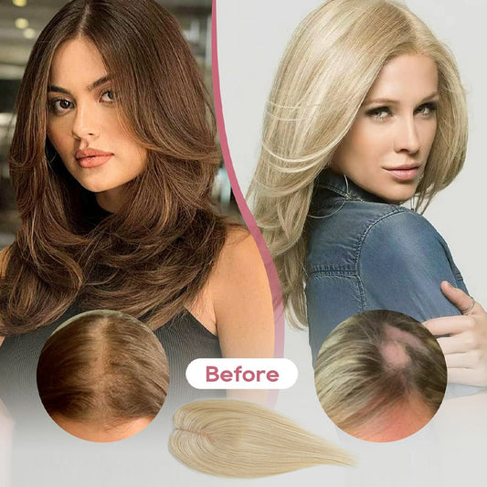 Hair Replacement White Piece Real Full Human Tail Natural Light Wig