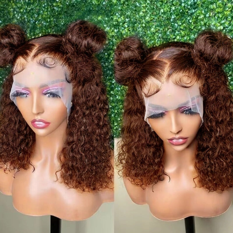 Brazilian Human Lace Cury Bob Brown Real Hair Wig