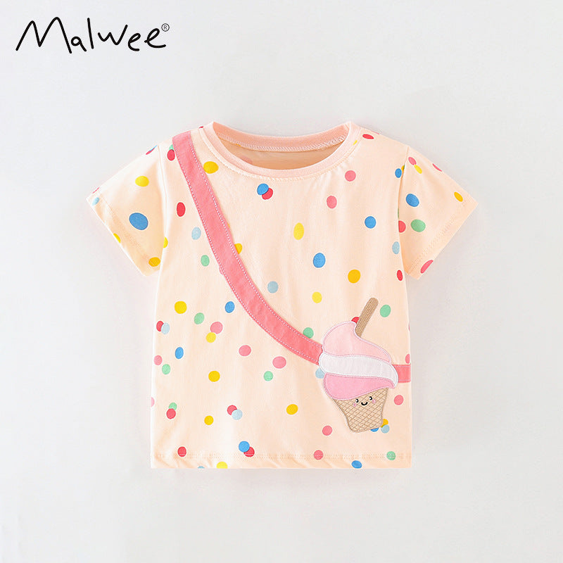 Children's Summer Wear Round Neck Short Sleeve Western Style Printed Children's T-shirt
