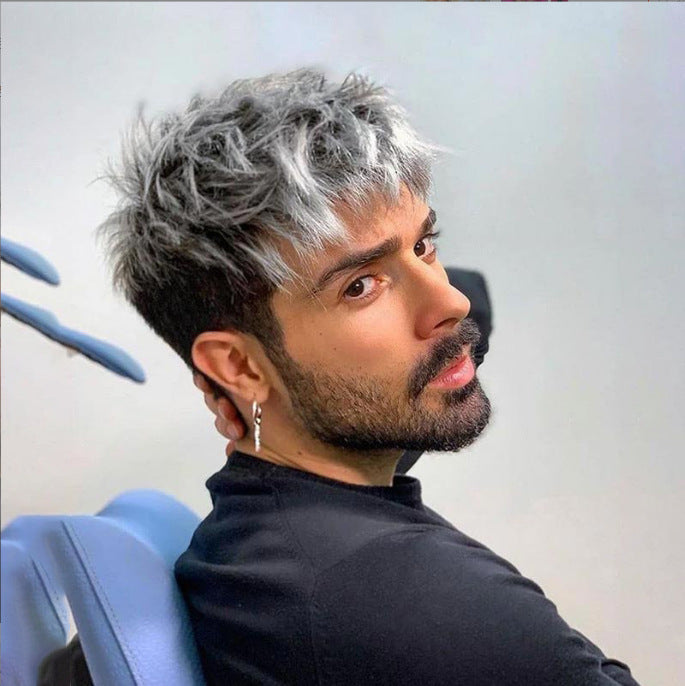 Men's Fashion Short Hair Mid-length Back Head Cos Wig