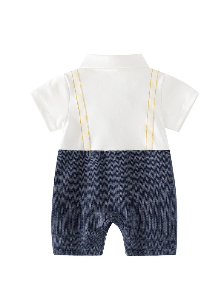 Boy Rompers Short Sleeve One Year Old Celebration Dress Thin Jumpsuit, Climbing Suit