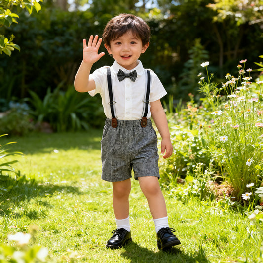Children's Clothing Boy Short Sleeve Shirt Overalls Dress Children's Suit
