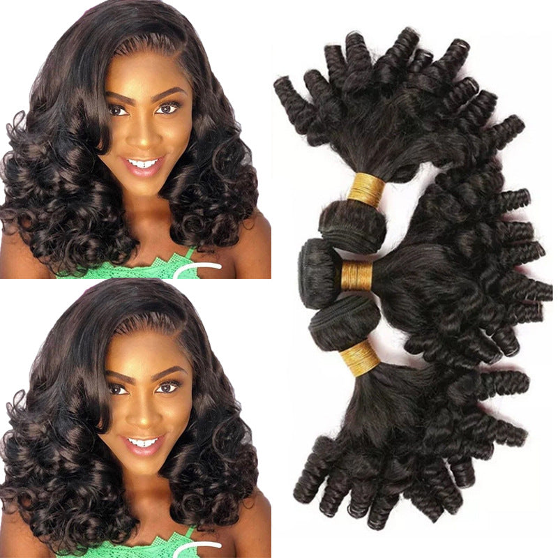 Bouncy Curly Weave Bundles Brazilian Human Real Hair Wig