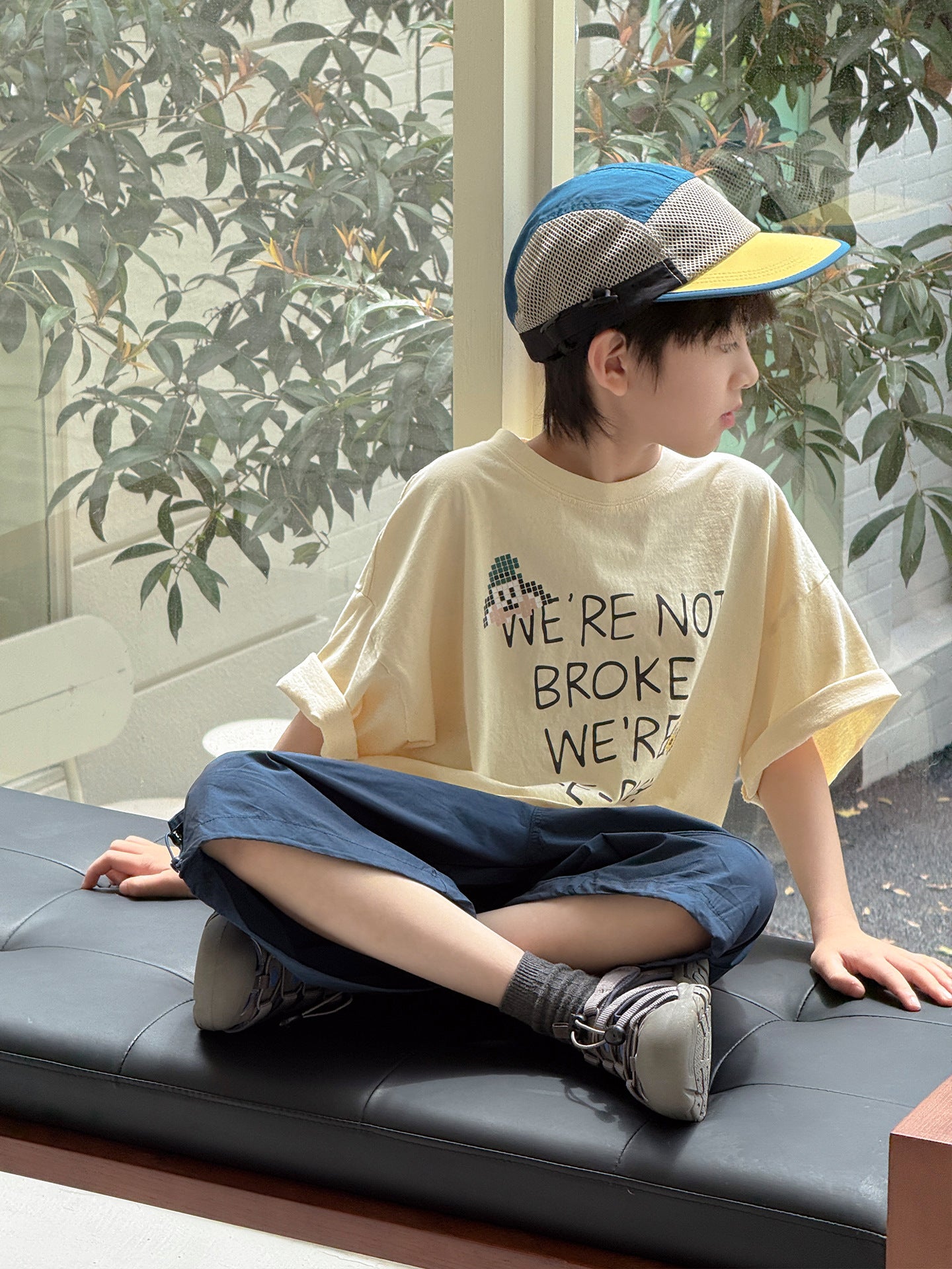 Children's Letter Printed Round Neck Boys Casual Loose Soft Children's T-shirt